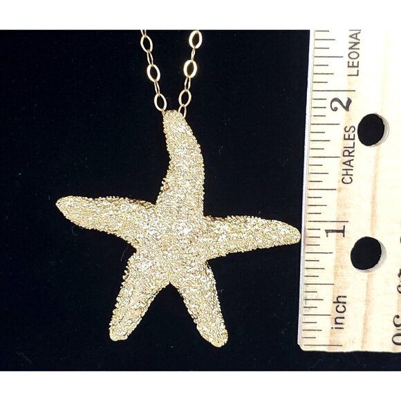 Gold Starfish Pendant Necklace By Love of Pretty With Long 34 inch chain - Picture 10 of 15
